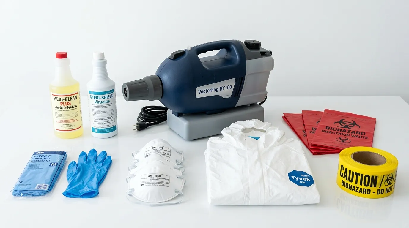 Professional biohazard remediation crew working in Smithtown